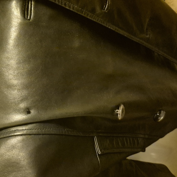 Express Black Leather Pea Coat - Picture 5 of 7